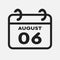 Icon page calendar day - 6 August