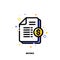 Icon of paper bank document with golden dollar coin for invoice or bill concept. Flat filled outline style. Pixel perfect 64x64