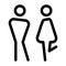Icon people black line, playful pose. Icon man and woman. Abstract vector illustration