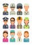 Icon people - soldier, officer, pilot, marine, sailor, police, bodyguard, fireman, paramedic.