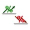 Icon with percentages red green arrows. Inflation line icon. Trade arrow. Vector illustration.