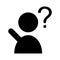 Icon of a person raising his hand and trying to ask a question and a question mark.