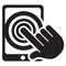 Icon pictogram, hand clicking or touching a tablet device, ebook