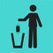 Icon pictogram of a person throwing a face mask in a trash can