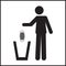 Icon pictogram of a person throwing a face mask in a trash can