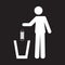 Icon pictogram of a person throwing a face mask in a trash can. Coronavirus, COVID-19 virus waste