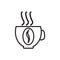 Icon with a picture of a cup of coffee. Contour drawing without pouring. Vector illustration