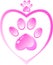 The icon - a pink paw with a heart