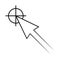 Icon the pointer target vector cursor arrow in the centre of the concept of sign accuracy, symbol of the center of the