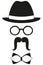 Icon poster man father dad day avatar element set hat glasses mustache bow tie silhouette.