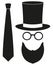 Icon poster man father dad day avatar element set tall hat glasses beard, beaver, tie silhouette.