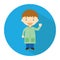 Icon of a pupil boy in flat style. Vector illustration