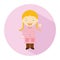 Icon of a pupil girl in flat style. Vector illustration.