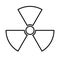 Icon of radioactivity. Radioactive material, danger or risk. Simple flat design. Empty polygon
