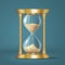 Icon realistic golden bright hourglass, watch with sand, isolated
