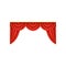 Icon of red silk or velvet curtains and pelmets for theater or circus stage. Design element for interior decoration