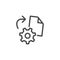 Icon on Reverse Engineering, Reverse Development. Process of Restoring Sources From the Final Product. Such Line Sign as