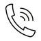 Icon ringing handset black contour on white background of illustration