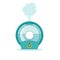 Icon round humidifier with outgoing steam humidify in flat style