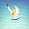 Icon Seagull on the sea background