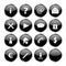 Icon set of 16 black buttons