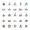 Icon set - boat and ship color with stroke