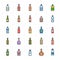 Icon set - bottle and beverage full color outline stroke