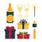 Icon set for christmas party. Items for the holiday. 8 bit. Graphics for games .Vector illustration in pixel style