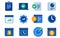 icon set collection of productivity gear notification calendar project management alert bell clock task list target in