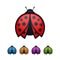 Icon Set of Colorful Ladybugs with Open Wings