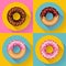 Icon Set Cute sweet colorful chocolate donuts