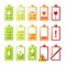 Icon set with different status of battery charger for mobile phone or smartphone