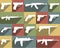 Icon set of different weapons