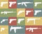 Icon set of different weapons