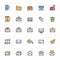 Icon set - email and letter full color outline stroke