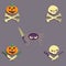 Icon set with evil Icon set with Jolly Roger and evil Halloween characters scull pumpkin spider