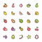 Icon set - Fruit icon outline stroke with color