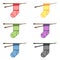 Icon set of knitted socks of different colors vector illustration
