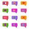 Icon set: like, heart, star, shopping cart, location mark, phone, gear, comment