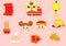 Icon set Lunar New year cute cartoon style.