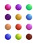 Icon set of multicolored volumetric round buttons.