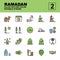 Icon set Ramadan made with filled outline color technique