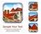 Icon set with red tile roof