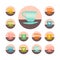 Icon set of retro mid century teacups. Design elements for social media, web pages, mobile apps