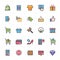 Icon set - shopping and commerce full color outline stroke