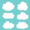 Icon set of six fluffy clouds with a unique shape