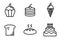 Icon set of sweet dessert, Birthday cake cheese cake,baked bread, cup cake and ice cream