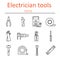 Icon set of tools electrician.