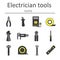 Icon set of tools electrician.