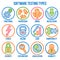 Icon set with types of software testing, linear icons, vector